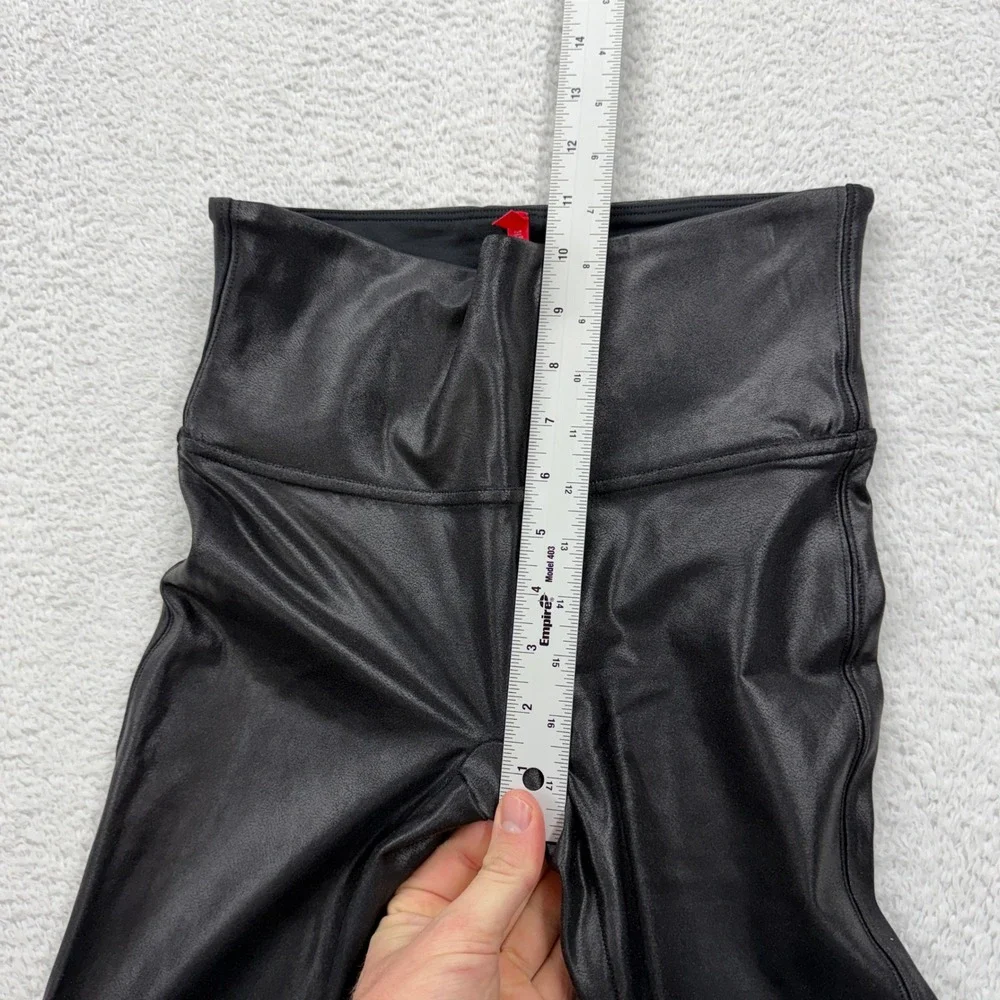 Spanx Faux Leather Leggings Black High Rise Tummy Control Medium M Slimming Moto